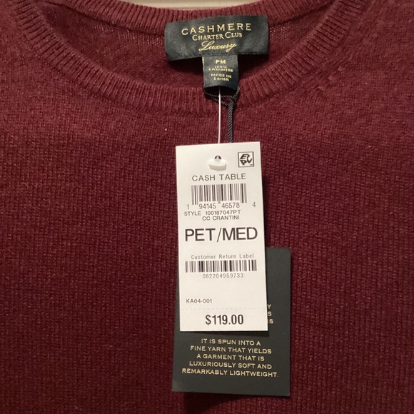 Charter Club 100% Cashmere Women's Petite Long-Sleeve Crewneck Sweater, size PM - Picture 11 of 13